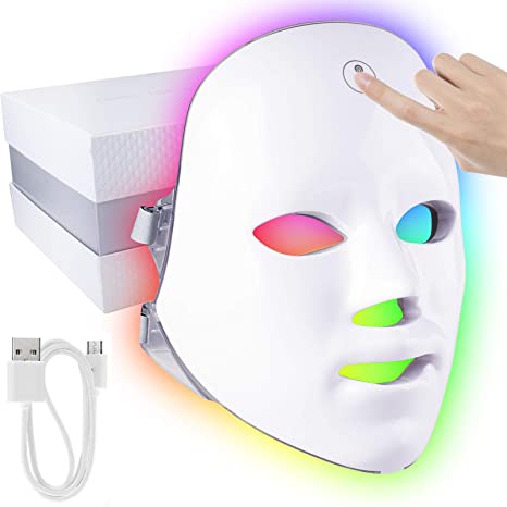 7 Color LED Light Face Mask - Touch Control Therapy Acne Treatment LED Mask Wrinkle Removal Anti-aging Skin Rejuvenation for Daily Skin Care