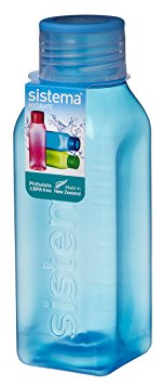 Sistema BPA Free Stackable Square Bottle, Assorted Colours, 475 ml