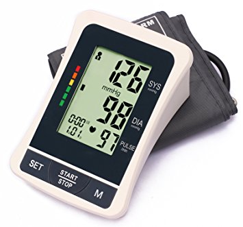 LotFancy FDA Approved Auto Digital Arm Blood Pressure Monitor, 60x2 Memories,Irregular Heartbeat Detector,4 Inch LCD,WHO Indicator,Last 3 Results Average
