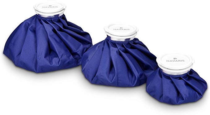 Navaris 3X Hot and Cold Bags - Reusable Ice Bag Hot Water Bottle for Injuries Pain Relief Therapy for Knee, Back, Shoulder, Headache - Blue