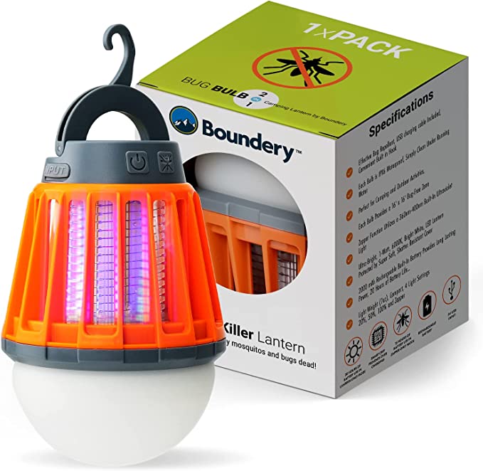 Boundery Bug Zapper Light Bulb - Electronic Bug Zapper Bulb Eliminates Mosquitoes Fast | USB Rechargeable, IPX6 Waterproof LED Light Bulb Zapper | Portable Mosquito Light Bulb with 4 Light Modes
