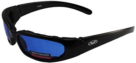 Global Vision Chicago Padded Riding Glasses (Black Frame/Blue Lens)