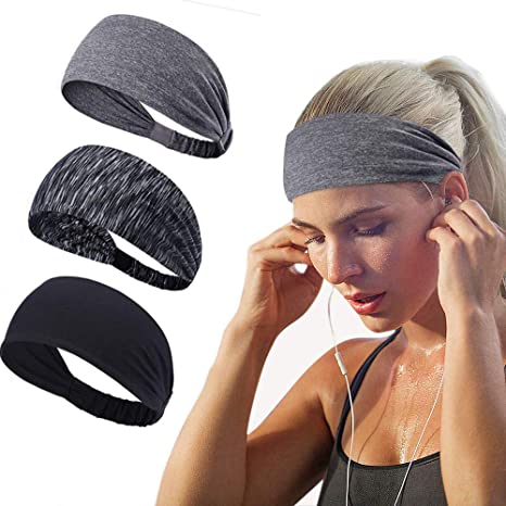 Workout Headbands for Women Men Sweatband Yoga Sweat Bands Elastic Wide Headbands for Sports Fitness Exercise Tennis Running Gym Dance Athletic