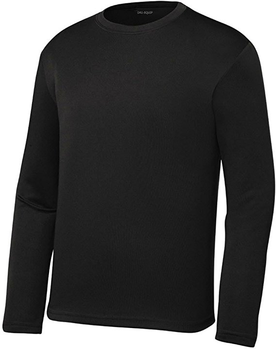 DRI-EQUIP Youth Long Sleeve Moisture Wicking Athletic Shirts. Youth Sizes XS-XL