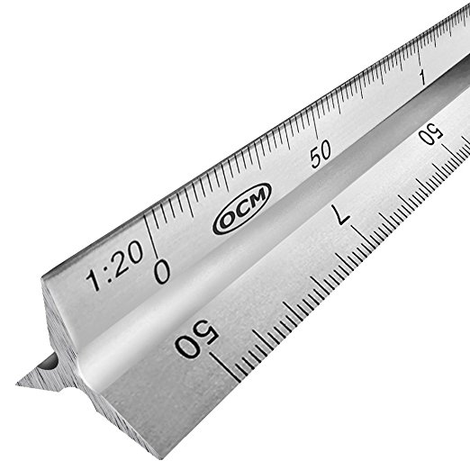 Professional 30cm 12" Metric Triangular Solid Aluminum Scale Engineering Ruler 1:20, 1:25, 1:50 1:75 , 1:100, 1:125