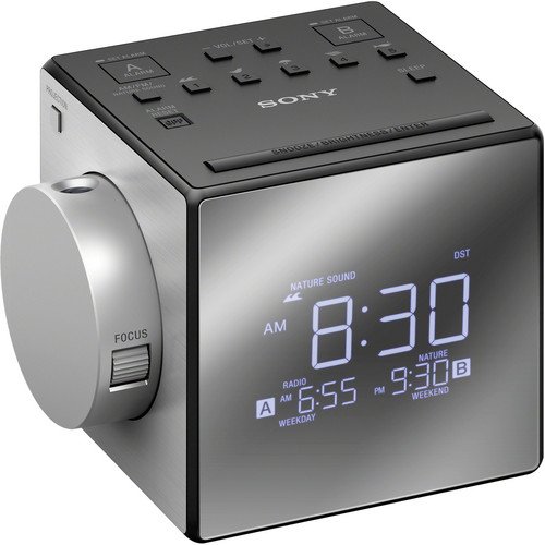 Sony AM/FM Dual Alarm Clock Radio with Large LED Display, Soothing Nature Sounds, Time Projection, USB Port, Gradual Wake Alarm, Adjustable Brightness, Plus Built in Backup Battery