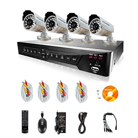 Guardian In-KDV0404B6S H.264 4 Channel DVR Security System with 4 Night Vision IR 600TVL Bullet Cameras & 500 GB HD Remote Access via Internet & SmartPhone (Sliver)