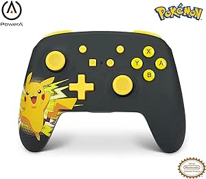 Manette sans fil PowerA pour Nintendo Switch, modèle OLED et Nintendo Switch Lite, accessoire de jeu, manette de jeu, manette Bluetooth, sous licence officielle - Pokemon: Pikachu Ecstatic