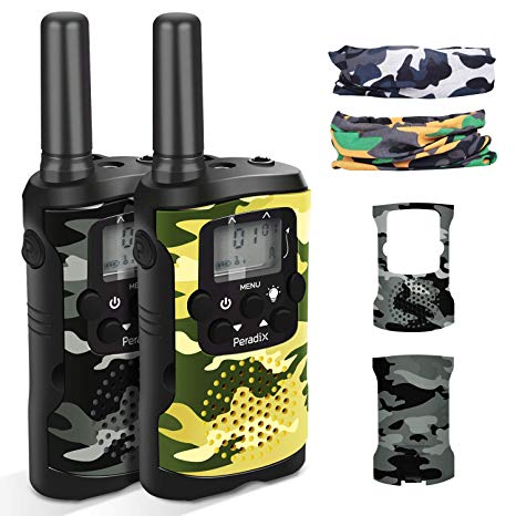 Peradix Walkie Talkies-2 pcs Long Range Two-Way Radio UHF 400-470MHz Walky Talky Send 2 Original Case with LED Light Voice Prompt for Kids Adults Field Survival Biking and Hiking