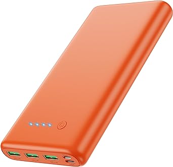 Portable Charger 36800mAh,3 USB Outputs Power Bank, Dual Input External Battery Pack,USB-C High-Speed Charging Backup Charger Compatible with iPhone 15/14,Samsung Galaxy Android Google and More-Orange