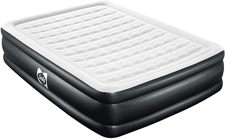 Sealy 94054E-BW Tritech Internal I-Beam 18 Inch 2 Person Inflatable Mattress Queen Airbed with Built-In Air Pump, Storage Bag, and Repair Patch