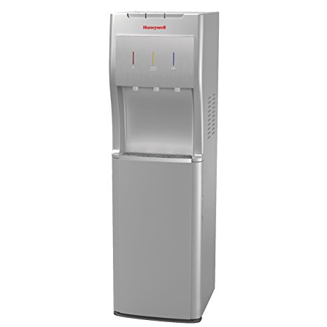 Honeywell HWBL1013S2 40-Inch Freestanding Bottom Loading Water Cooler Dispenser with Hot, Room and Cold Temperatures with Superior Water Pump, Silver