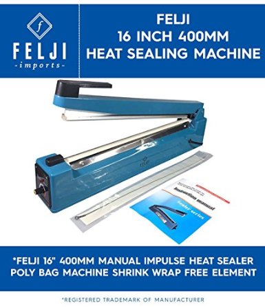 Felji 16" 400mm Manual Impulse Heat Sealer Poly Bag Machine Shrink Wrap Free Element