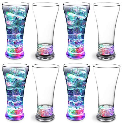 KOVOT Set of 8 LED Party Tumblers 14 Ounce: 3 Light Up Modes: Slow Blink, Running Flash, All On |