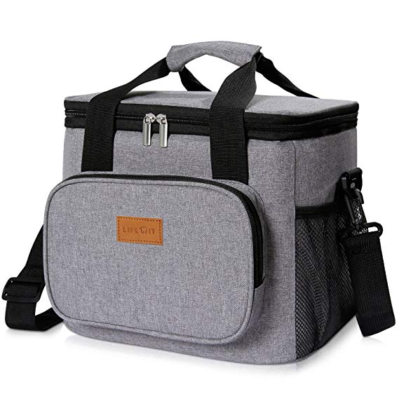 Lifewit 15L 24-Can Cooler Bag Insulated Lunch Bag Large, Soft Cooler for Beach/Picnic / Camping/BBQ, Grey