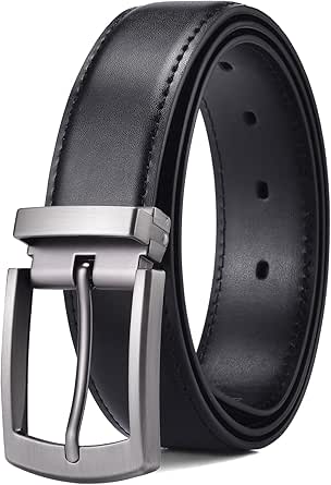 Men's Dress Belt Black Leather Belts for Jeans