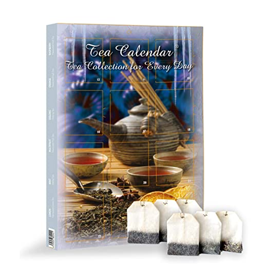 Tea Advent Calendar 2020 | Gift Set of 24 Bags in 12 Varieties of Gourmet Tastes | Holiday Countdown Collection | Christmas Blue Variation