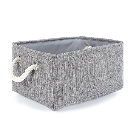 TheWarmHome Collapsible Rectangular Household Fabric Storage Organizer Basket with Handles for Kids,Grey