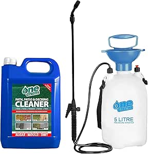 One Chem - 5L   5L One Chem Sprayer - Heavy Duty Patio Cleaner - Path Cleaner Concentrate - Mould Remover, Lichen Remover, Algae Remover - Pressure Washer Detergent - Lichen Control