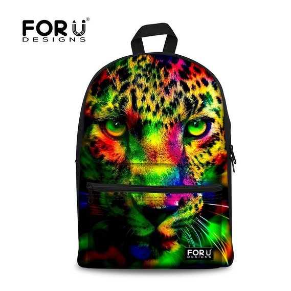 FOR U DESIGNS Camouflage Tiger Wolf Printed School Book Bag for Boys Girls