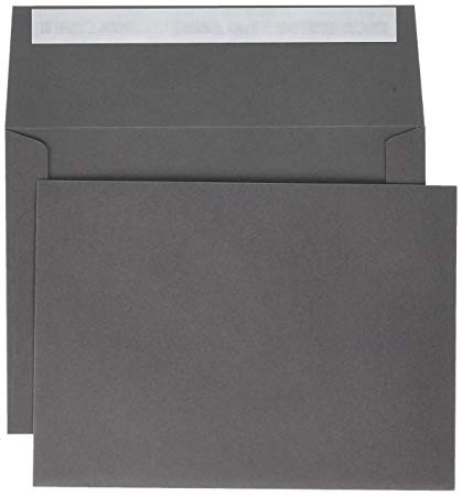A7 Invitation Envelopes w/Peel & Press (5 1/4 x 7 1/4) - Smoke Gray (50 Qty) | Perfect for Invitations, Announcements, Sending Cards, 5x7 Photos | Printable | 80lb Paper | EX4880-22-50