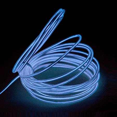 Lychee® Neon Glowing Strobing Electroluminescent Light El Wire w/ Battery Pack for Parties, Halloween Decoration (White, 9ft)