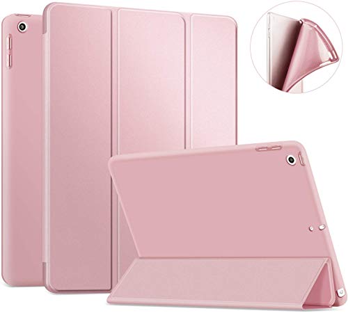 Ayotu Soft Case for New iPad 7th Generation 10.2" 2019, Auto Sleep/Wake Slim Lightweight Trifold Stand Case,Soft TPU Back Cover for Apple iPad 10.2 inch 2019 Released,Pink