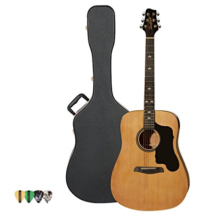 Sawtooth Acoustic Guitar with Black Pickguard - Includes: Picks & Hard Case