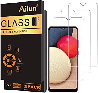 Ailun Glass Screen Protector for Galaxy A02S 3Pack Tempered Glass for Samsung Galaxy A02S 0.33mm Ultra Clear Anti-Scratch Case Friendly