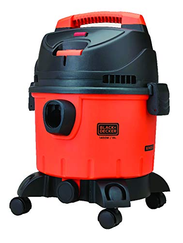 BLACK DECKER WDBD15 15-Litre, 1400 Watt, 16 KPa High Suction Wet and Dry Vacuum Cleaner and Blower with HEPA Filter and Reusable Dustbag (Red/Grey)