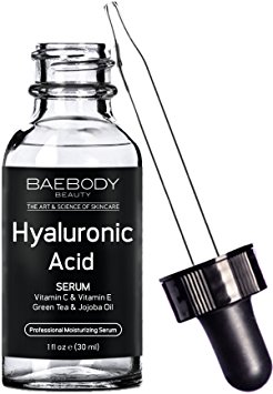 Baebody Hyaluronic Acid Serum for Face, Professional Anti-Aging Topical Facial Serum w Vitamin C & Vitamin E, Reduces Wrinkles & Fine Lines for Radiant and Younger Looking Skin, 1oz