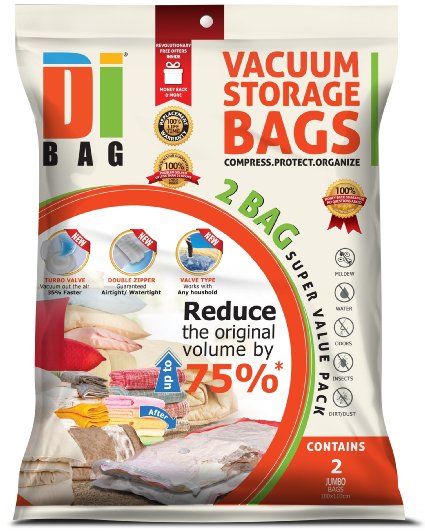 DIBAG ® Flat Vacuum Compressed Storage Space Saver Bags .For Clothing, Duvets, Bedding, Pillows, Curtains & More. (2, 180x110 cm)