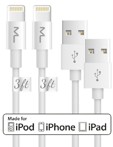 iPhone Apple MFi Certified Maeline® 3.3ft / 1M USB Sync and Charging 8 Pin Lightning Cable for iPhone 6S/6/6 Plus/5S/5C/5/iPod/iPad/iPad Air all iOS Devices (2-Pack)