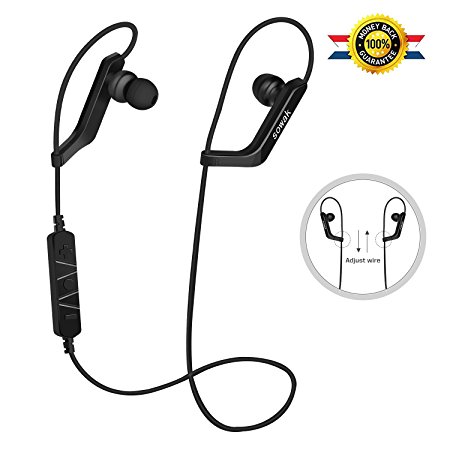 SOWAK Bluetooth Headphones,Wireless Earbuds With Mic HD Stereo Noise Cancelling Waterproof for Sport Running Gym Yoga Adjust Ear Hooks Earphones,Compatible iPhone iOS/Android iOS Headset