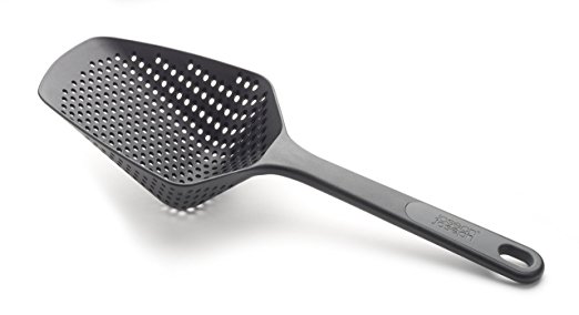 Joseph Joseph Updated Scoop Strainer/Colander/Slotted Spoon, Large, Black