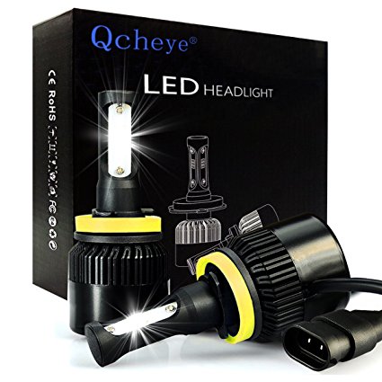 LED Headlight Bulbs All-in-One Conversion Kit - H11 (H8, H9) 2Pcs 72W 8000Lm 6500K Cool White with COB Chips Super Bright - 2 Year Warranty