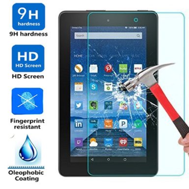 Amazon Fire 7 2015 Glass Screen Protector, 0.3mm 9H Premium Tempered Glass Screen Protector for Amazon Fire 7" Display (5th Generation - 2015 release)
