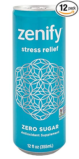 Zenify Zero Sugar All Natural Sparkling Calming Stress Relief Beverage ,12 Fl Ounce (Pack of 12)