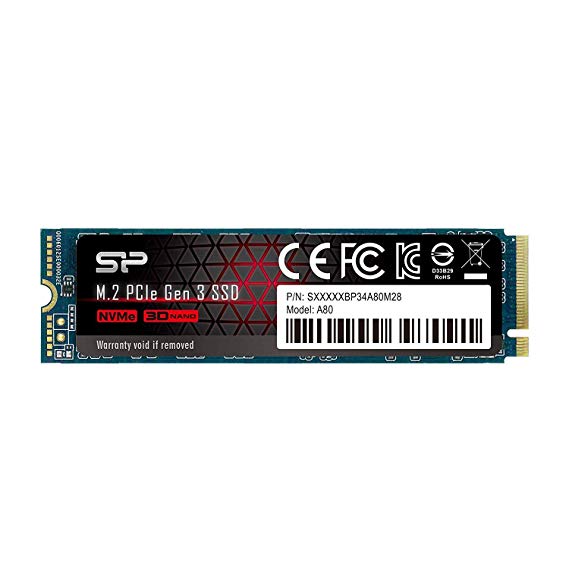 Silicon Power PCIe M.2 NVMe SSD 256GB Gen3x4 R/W up to 3, 100/1, 100MB/s Internal SSD