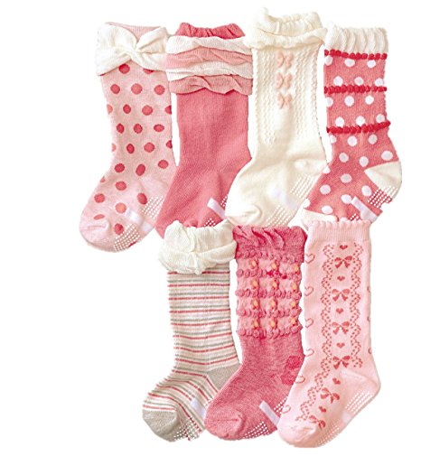 Toptim Baby Girl's Socks Princess Non-skid Socks for Infants and Toddlers Value Pack
