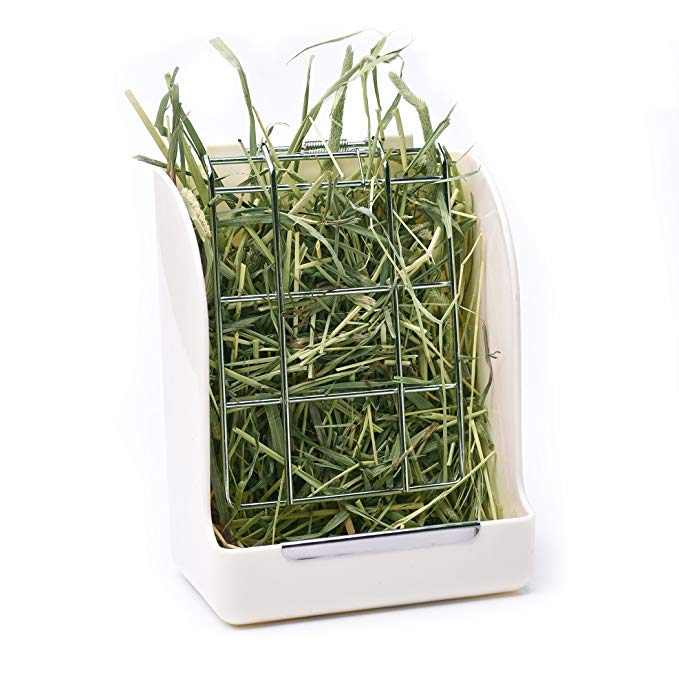 CalPalmy Hay Feeder/Rack - Ideal for Rabbit/ChinChilla/Guinea Pig - Keeps Grass Clean & Fresh/Non-Toxic, BPA Free Plastic/Minimizing Waste/Mess