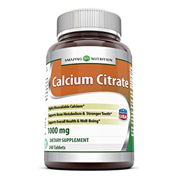 Amazing Formulas Calcium Citrate Dietary Supplement * 1000mg Per Serving Of 4 Tablets * 240 Tablet Per Bottle * Highly Bioavailable Calcium* Supports Bone Metabolism & Stronger Teeth* Supports Overall Health & Well-Being *