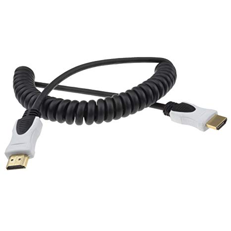 kenable Coiled HDMI 2.0b 2160p 4k 18gbps UHD TV High Speed Cable Lead Gold