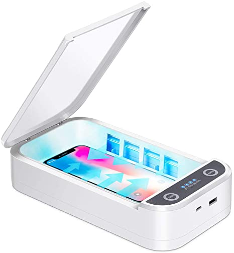 PESTON Cell Phone Sanitizer, Portable Smart Phone Sterilizer, Phone Toothbrush Jewelry Watches Glasses Cleaner Case - White