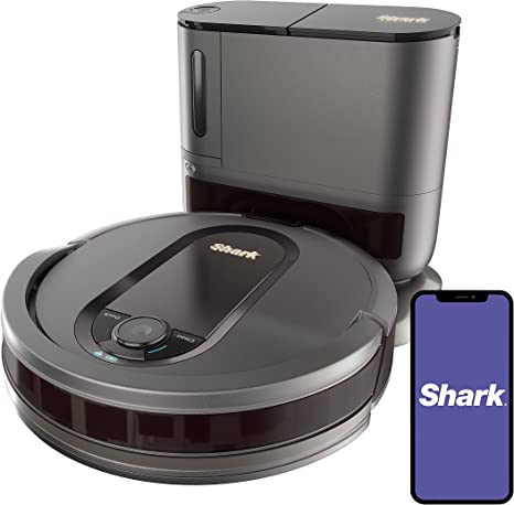 Shark AV911S EZ Robot Vacuum with Self-Empty Base, Bagless, Row-by-Row Cleaning, Perfect for Pet Hair, Works with Alexa, Wi-Fi, Gray