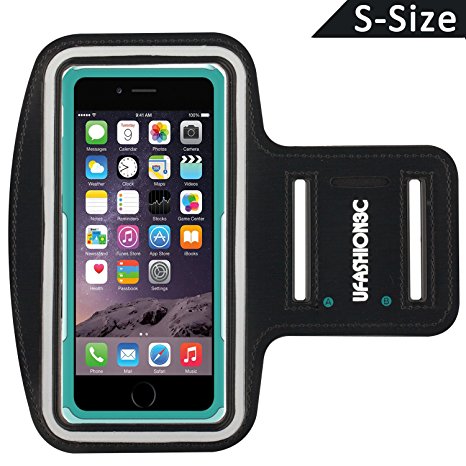 uFashion3C [S-Size] Sports Armband for iPhone 6S / 6 (4.7 inch), Galaxy S7, S6 Edge, S6, S5 with OtterBox Commuter or LifeProof Fre Case, Great for Running, Workout and Exercise (Black)