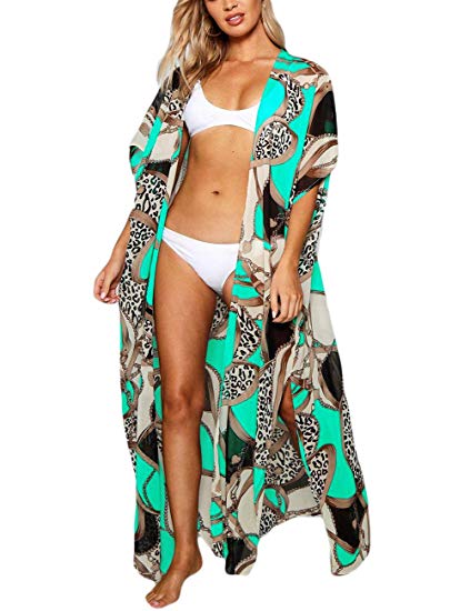 Bsubseach Womens Chiffon/Rayon Beach Blouses Kimono Cardigan Long Bikini Cover Up