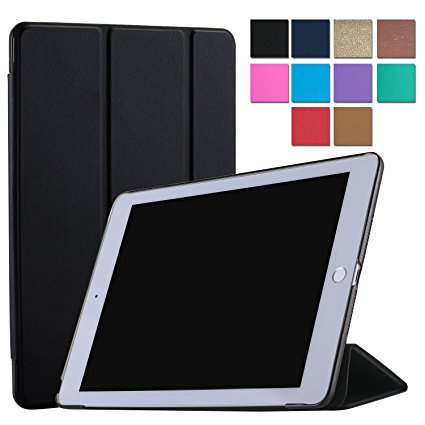 iPad Air 2nd Gen 2014 - 9.7Inch Case Tri-Fold Translucent Ultra Slim Smart [ A1566 - Wifi & A1567 -Cellular] [ Auto Sleep / Wake Function ] for iPad Air 2 - 9.7" 2014 - Black