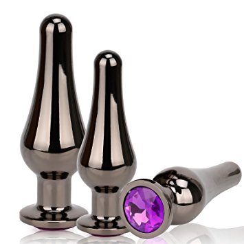 Tapered Anal Trainer Kit, Tracy's Dog Metal Jeweled Anal Butt Plug Set Adult Pleasurable Sex Toy for Women Men Couples Lover (Three-piece Suit)