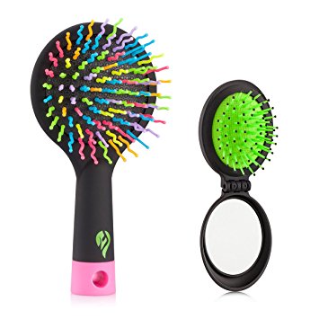 Detangling Hair Brush - Flend Rainbow Comb Pairs for Adults & Kids - Detangle Hair Easily With No Pain (Black)